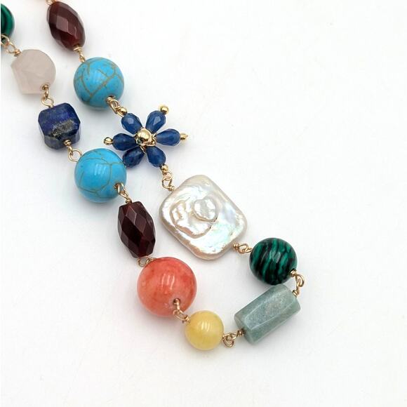 Panacea Women's Beautiful Multi-Gem Bead Necklace with Lobster Clasp Multicolor - Picture 4 of 7